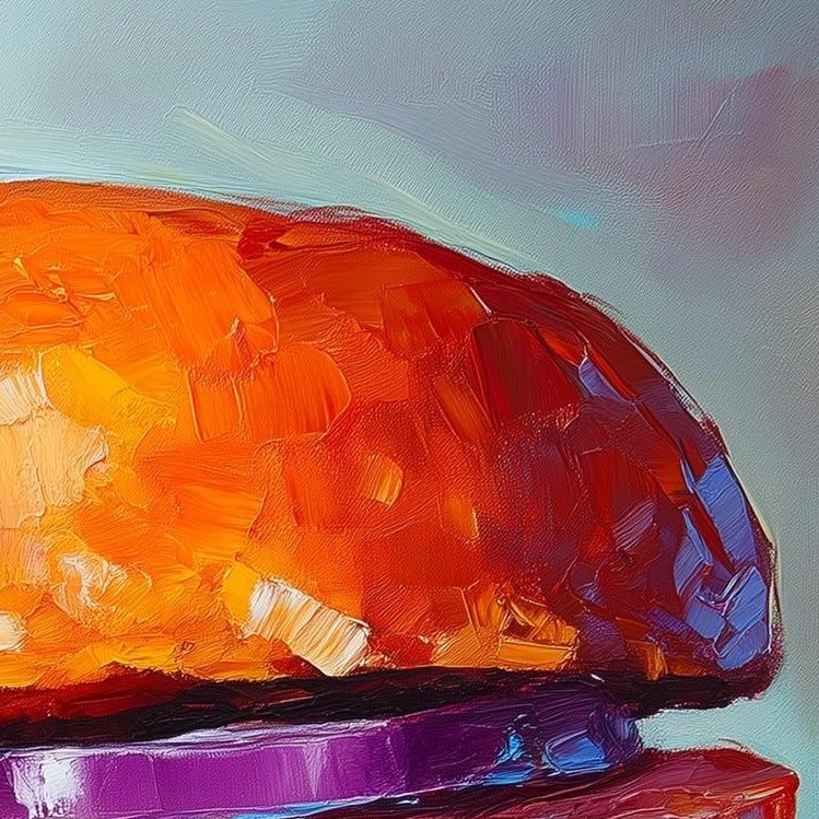 Bold Cheeseburger kitchen art print close-up detail