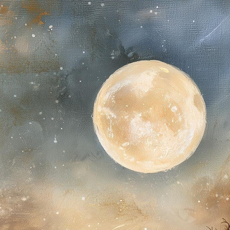 Moon Sleigh Christmas art print close-up detail