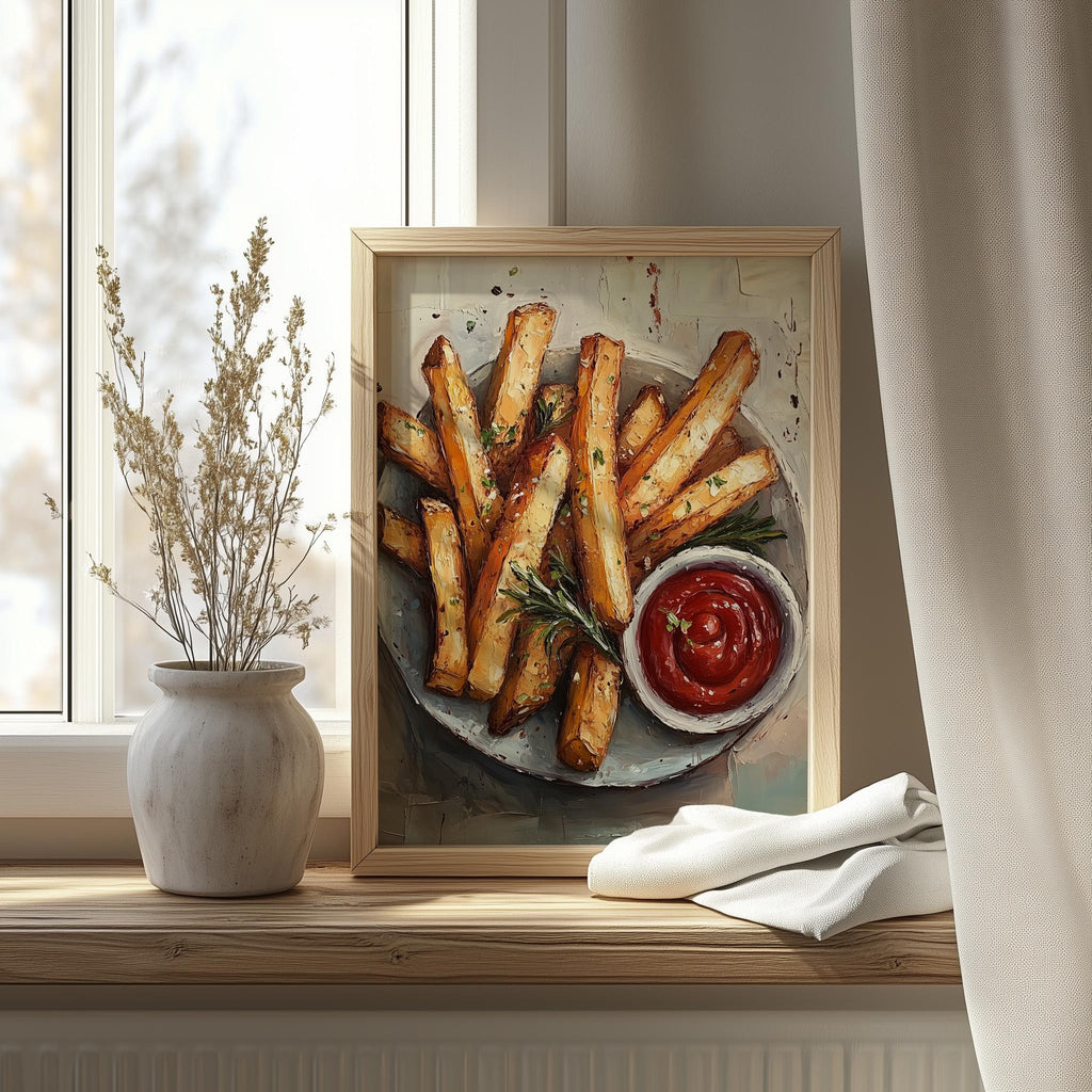 French Fries kitchen art print shown in a room setting