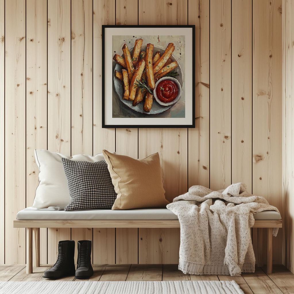 French Fries kitchen art print shown in a room setting