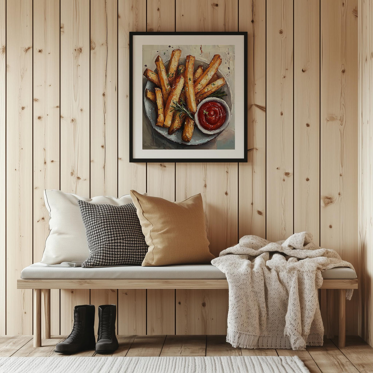 French Fries kitchen art print shown in a room setting
