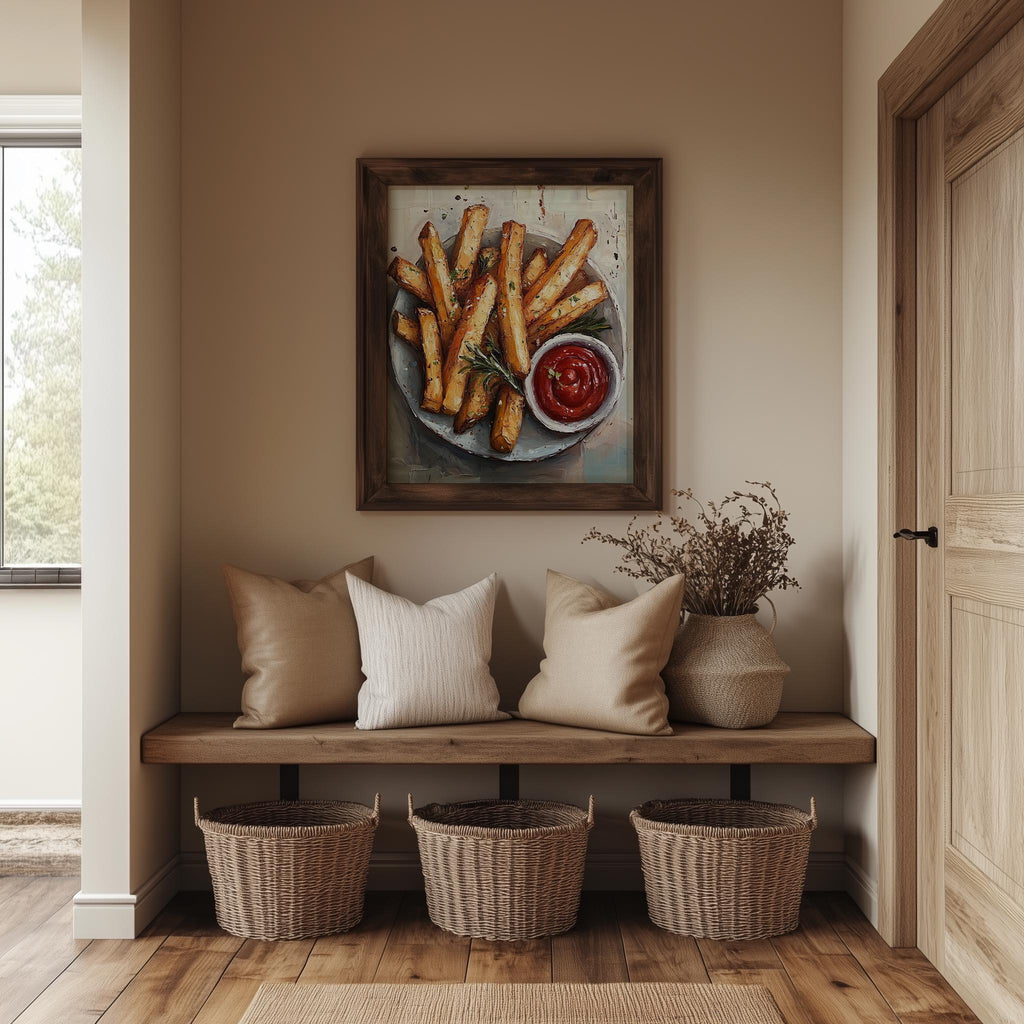 French Fries kitchen art print shown in a room setting