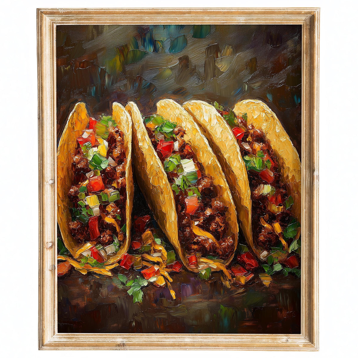 Rustic Tacos kitchen art print framed