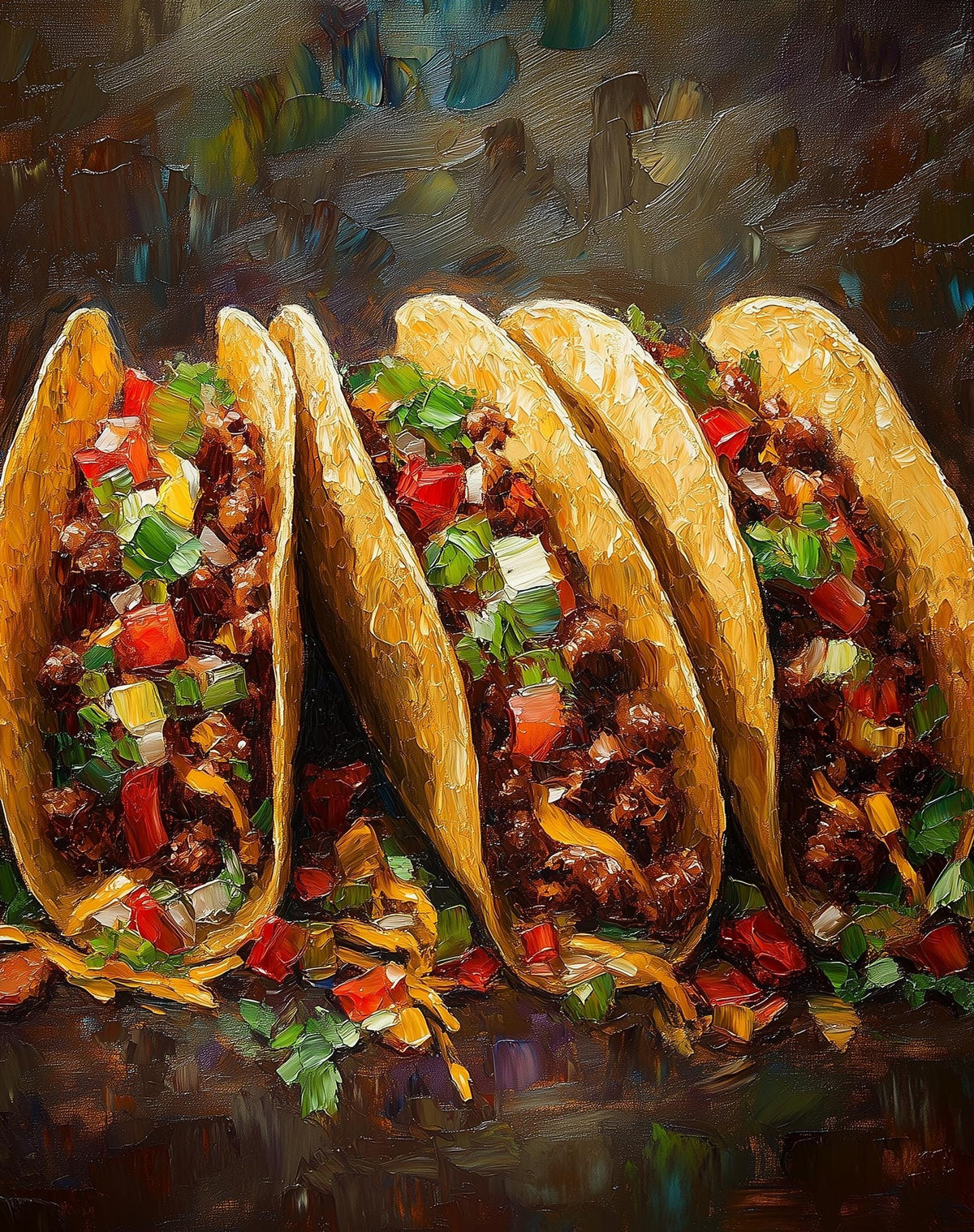 Rustic Tacos kitchen art print unframed, signed by Pattie Overcash