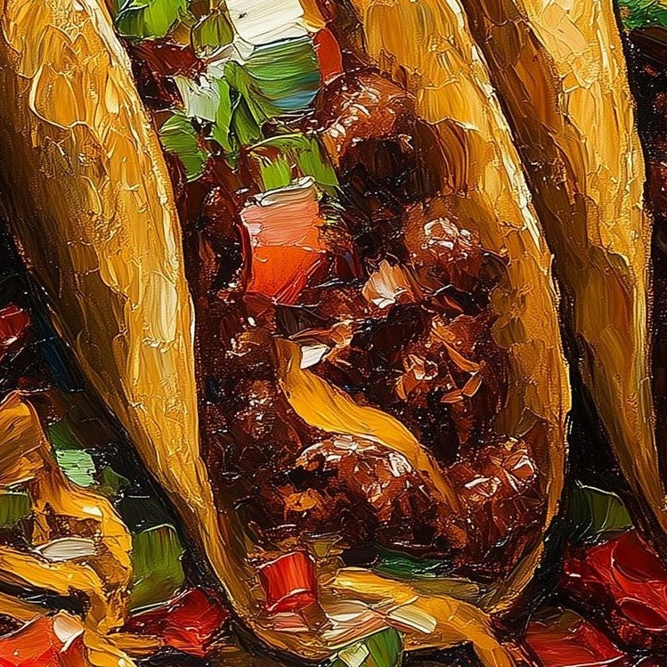 Rustic Tacos kitchen art print close-up detail