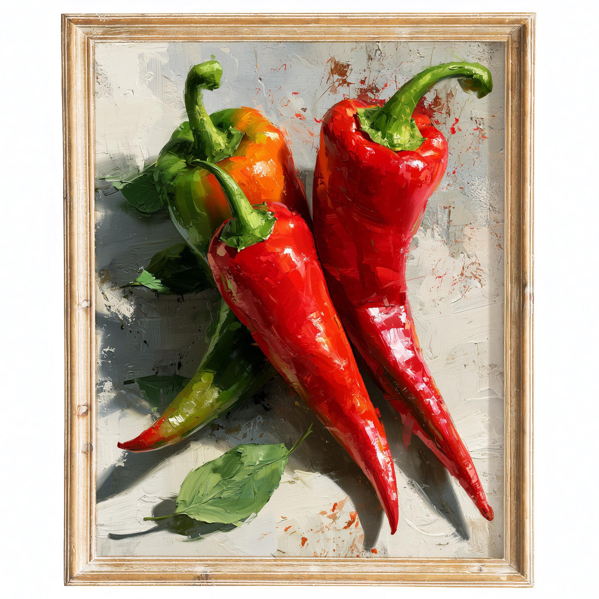 Red Chili Peppers kitchen art print framed