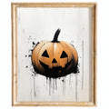 Minimal Pumpkin Halloween art print framed