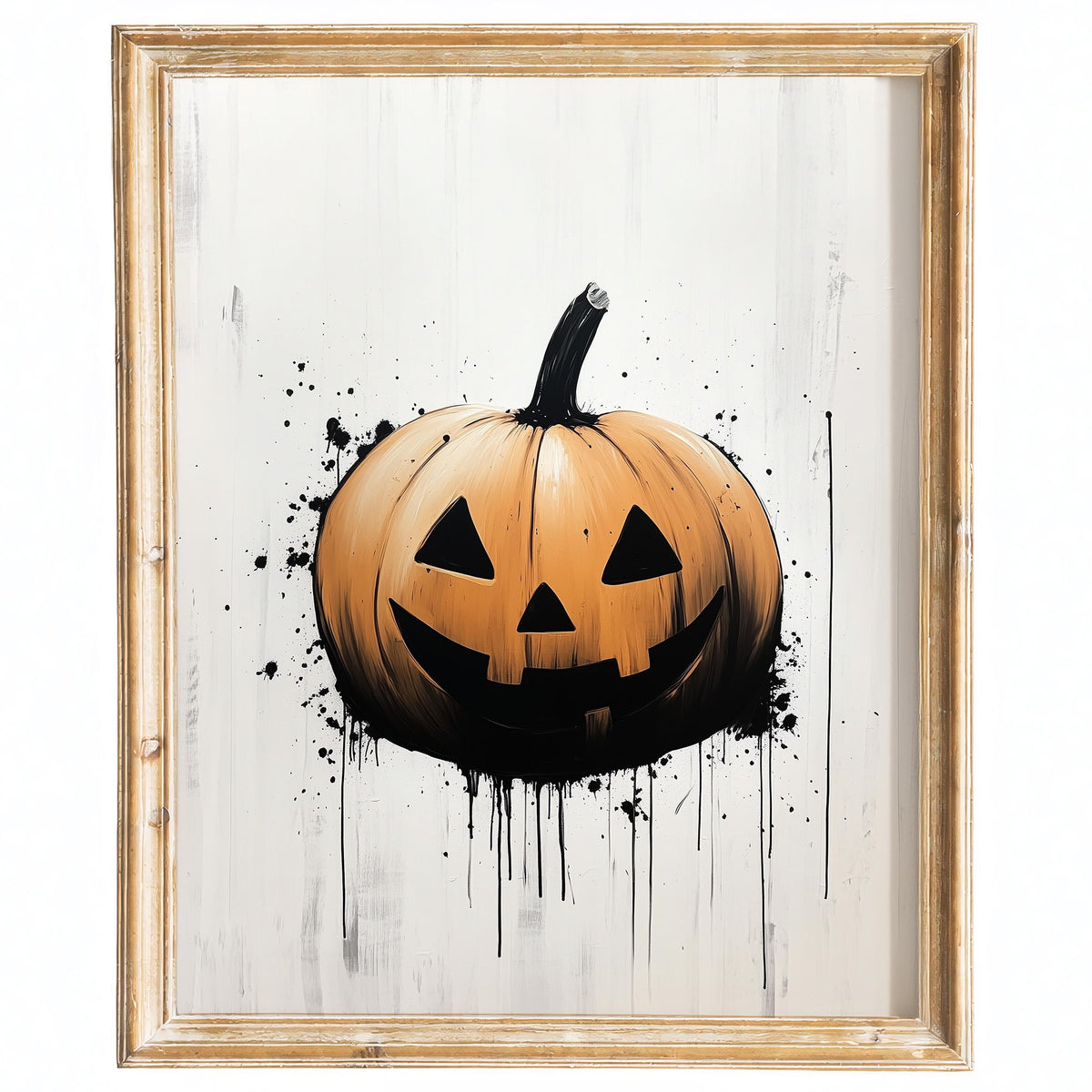 Minimal Pumpkin Halloween art print framed