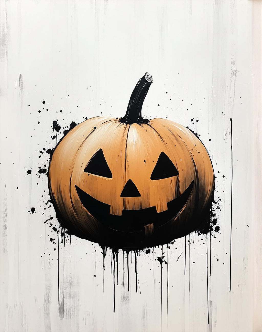 Minimal Pumpkin Halloween art print unframed, signed by Pattie Overcash