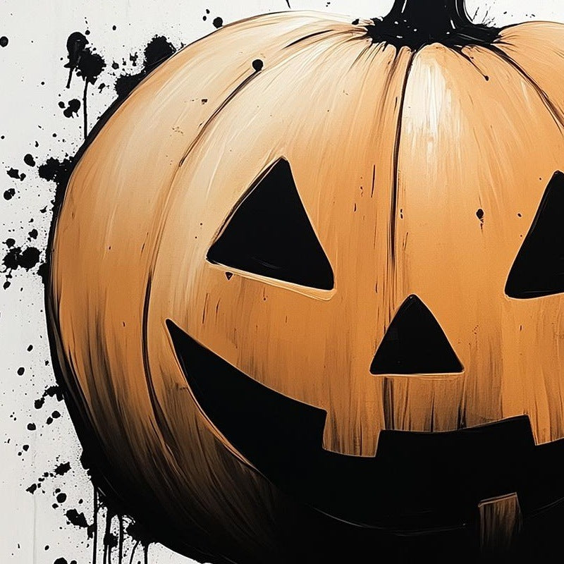 Minimal Pumpkin Halloween art print close-up detail