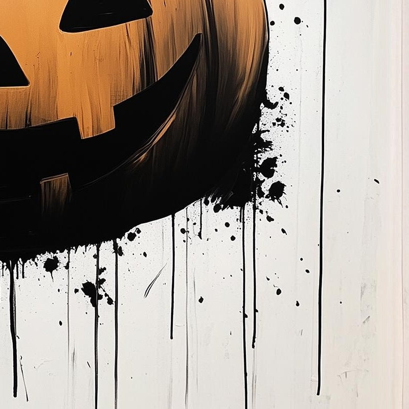 Minimal Pumpkin Halloween art print close-up detail