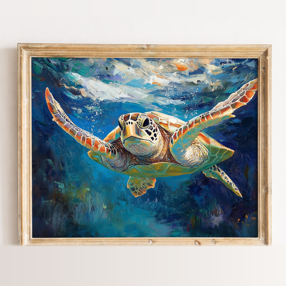 Graceful Sea Turtle animal art print framed