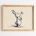 Rabbit with Flower animal art print framed