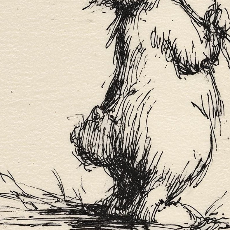 Rabbit with Flower animal art print close-up detail