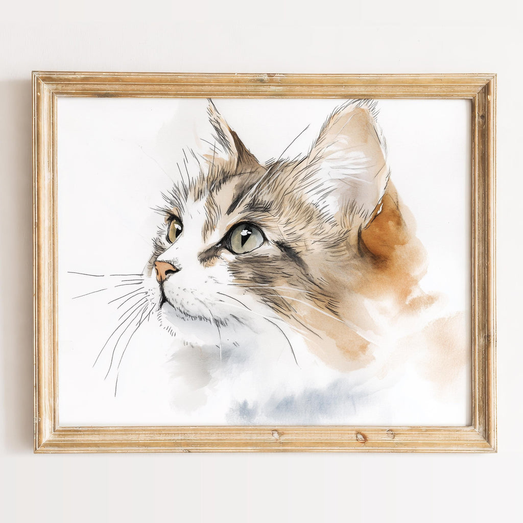 Maine Coon Sketch animal art print framed