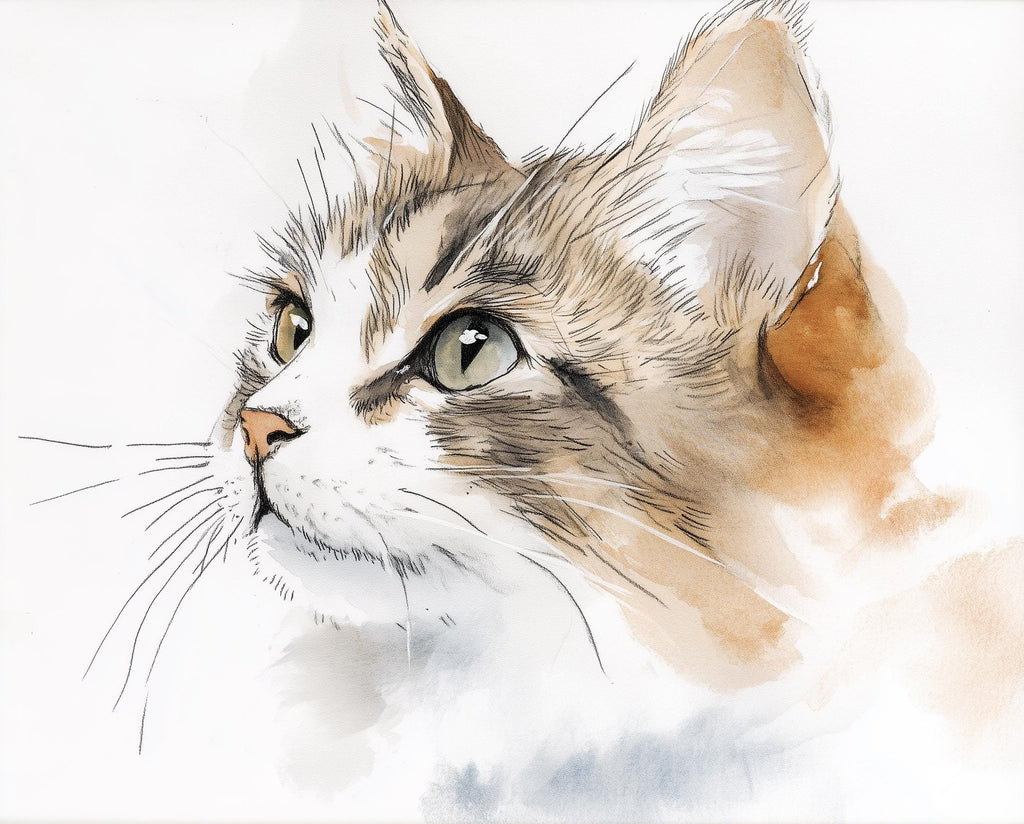 Maine Coon Sketch animal art print unframed, signed by Pattie Overcash