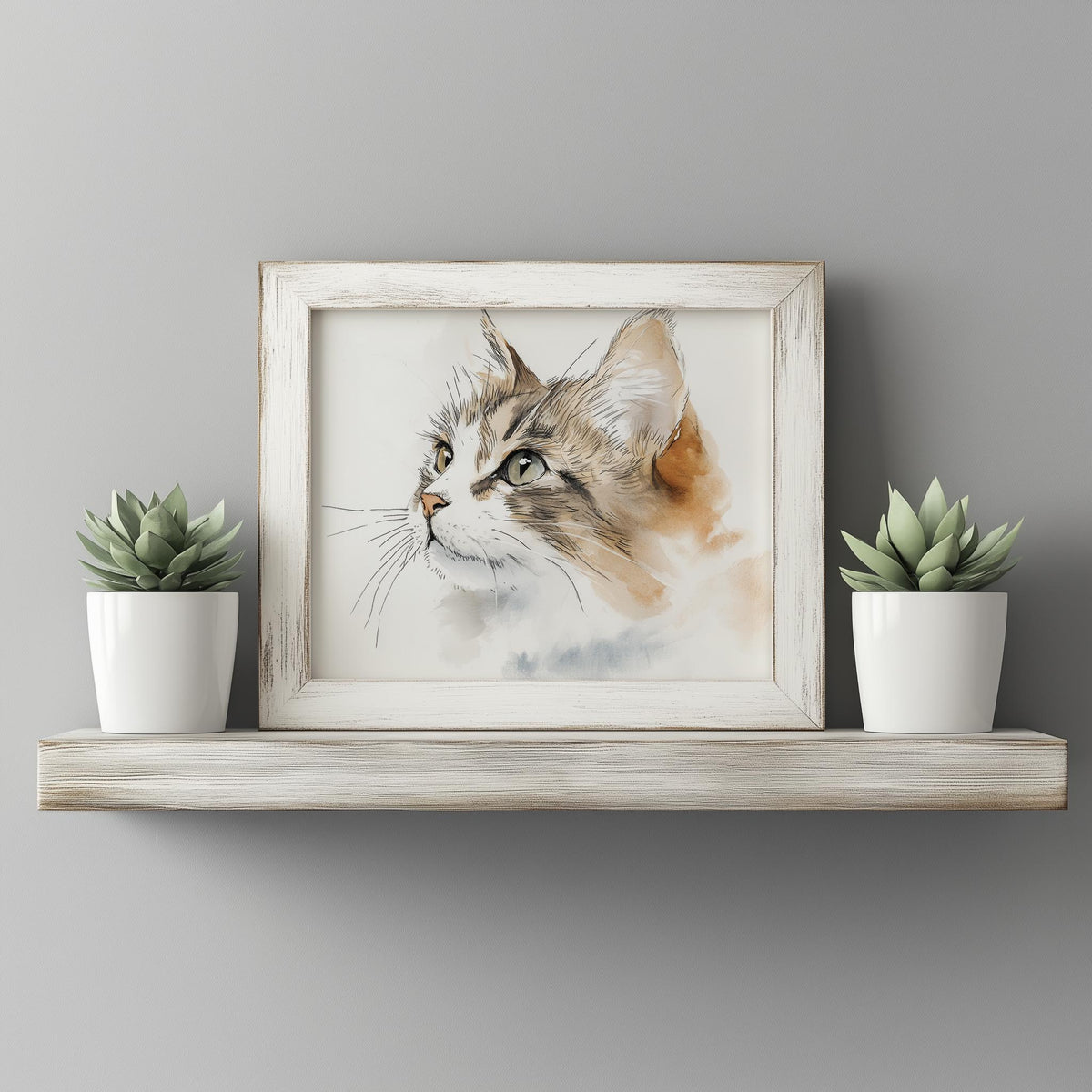 Maine Coon Sketch animal art print shown in a room setting