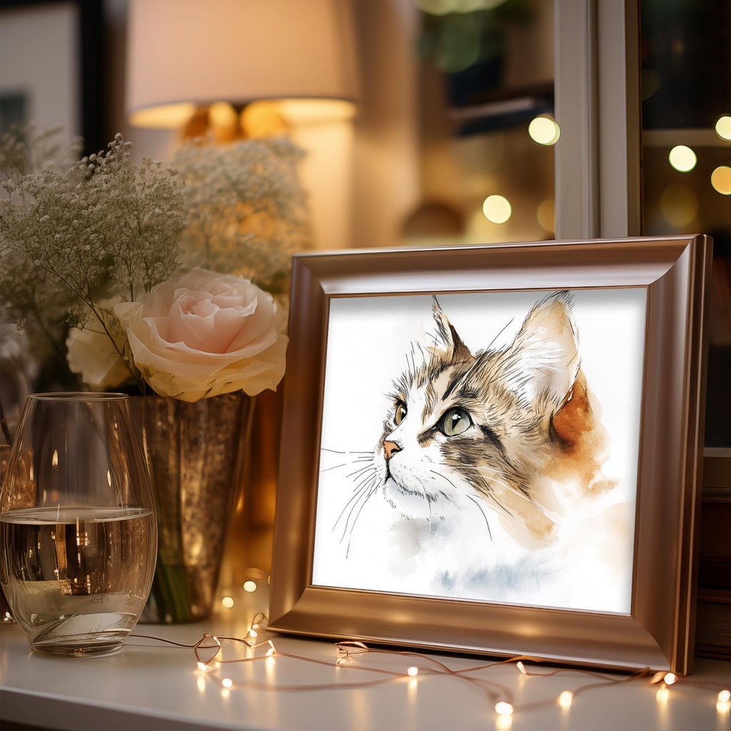Maine Coon Sketch animal art print shown in a room setting