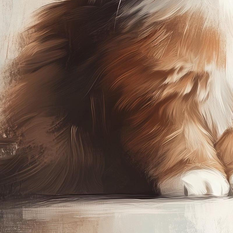 Orange Kitten Christmas art print close-up detail