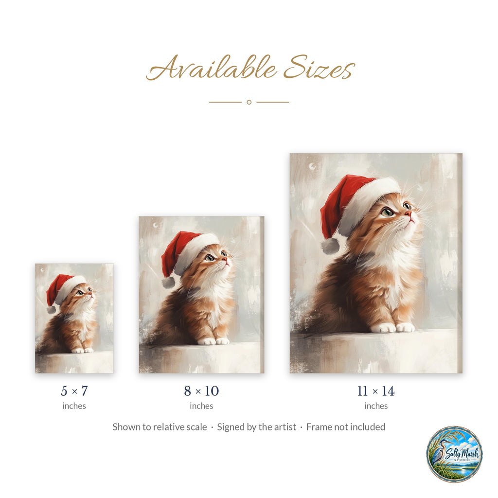 Orange Kitten art print size guide: 5x7, 8x10 and 11x14