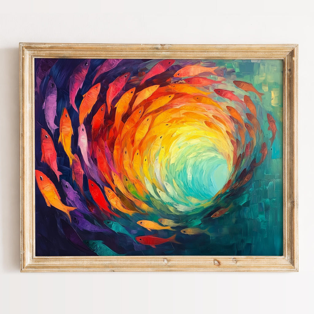 Fish Spiral animal art print framed