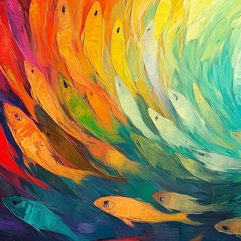 Fish Spiral animal art print close-up detail