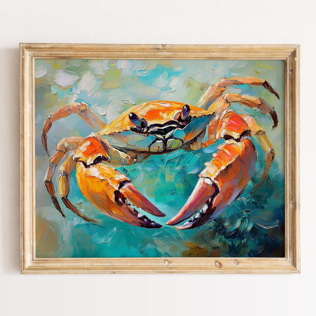 Orange Crab animal art print framed