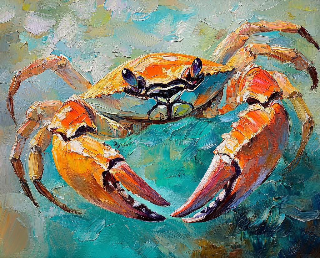 Orange Crab animal art print unframed, signed by Pattie Overcash