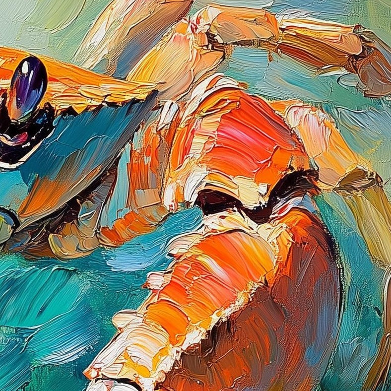 Orange Crab animal art print close-up detail
