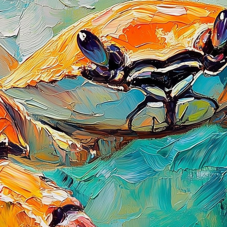 Orange Crab animal art print close-up detail