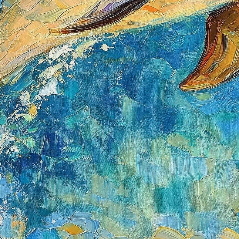 Leaping Dolphin animal art print close-up detail