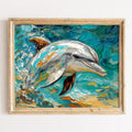 Turquoise Dolphin animal art print framed