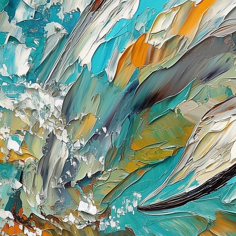 Turquoise Dolphin animal art print close-up detail