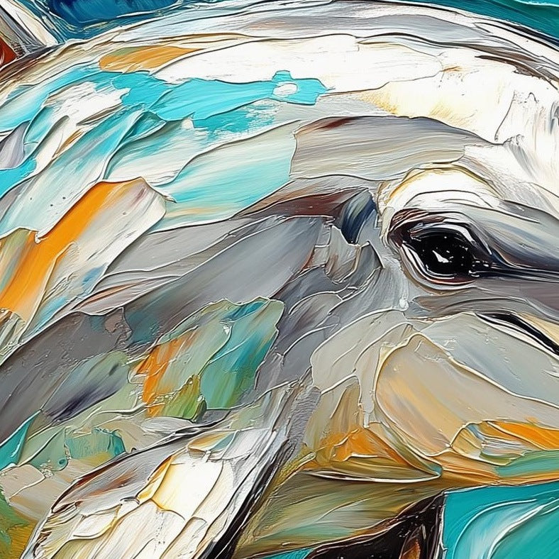 Turquoise Dolphin animal art print close-up detail