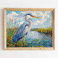 Great Blue Heron animal art print framed