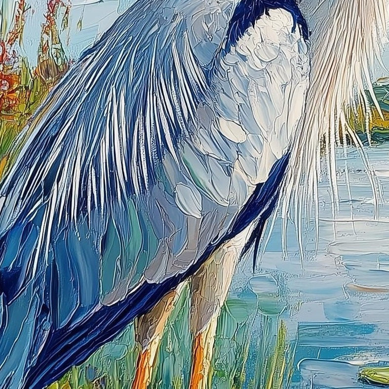 Great Blue Heron animal art print close-up detail