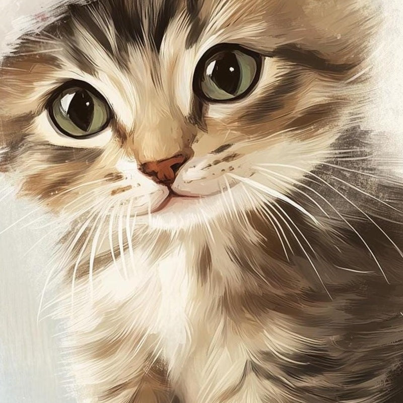 Tabby Kitten Christmas art print close-up detail