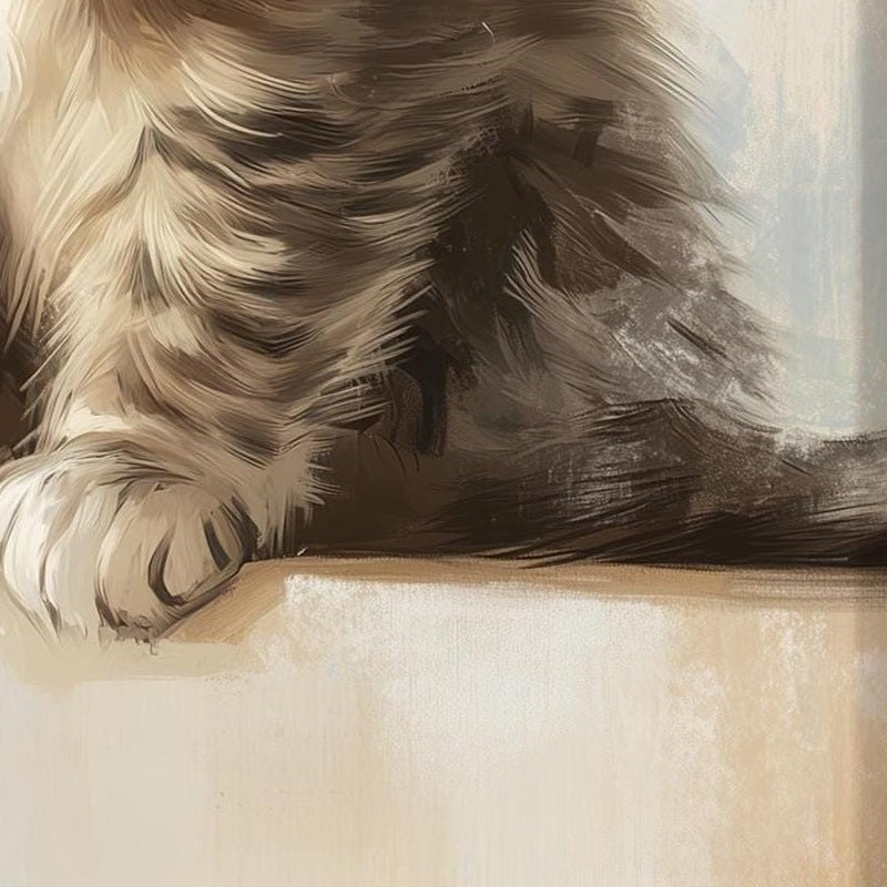 Tabby Kitten Christmas art print close-up detail