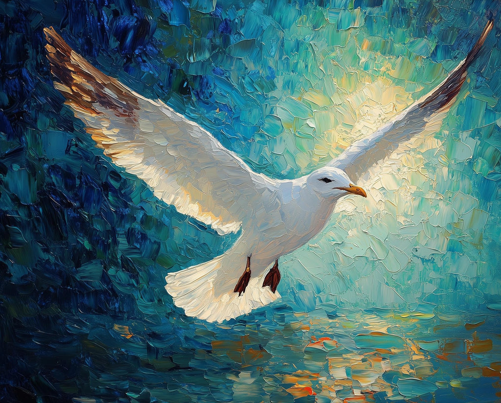 Seagull Flight animal art print unframed, signed by Pattie Overcash