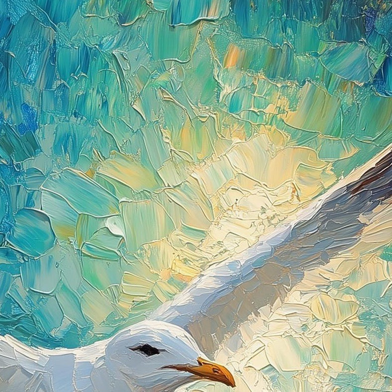 Seagull Flight animal art print close-up detail