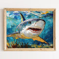 Bold Shark animal art print framed
