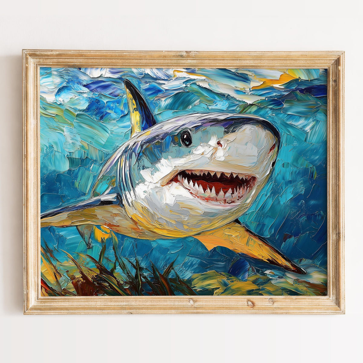 Bold Shark animal art print framed
