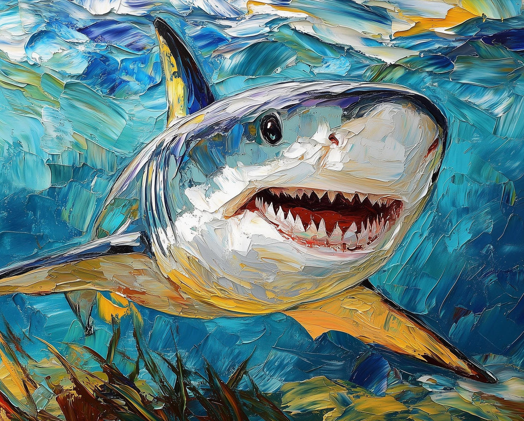 Bold Shark animal art print unframed, signed by Pattie Overcash