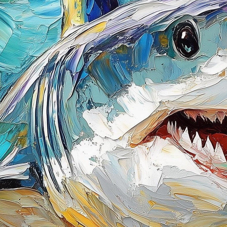 Bold Shark animal art print close-up detail