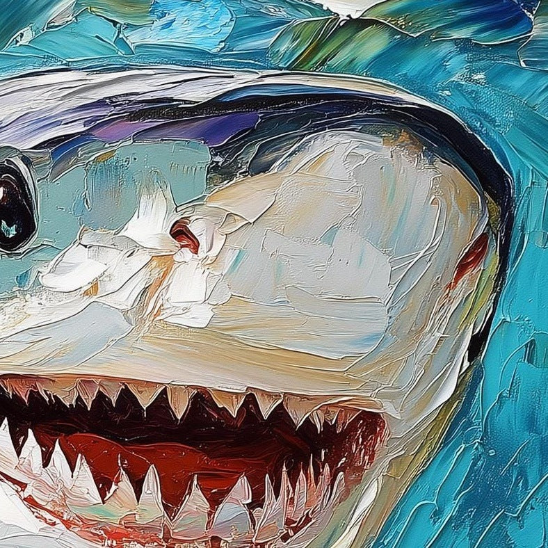 Bold Shark animal art print close-up detail