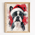 Boston Santa Hat Christmas art print framed
