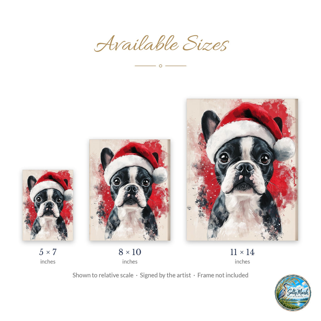 Boston Santa Hat art print size guide: 5x7, 8x10 and 11x14