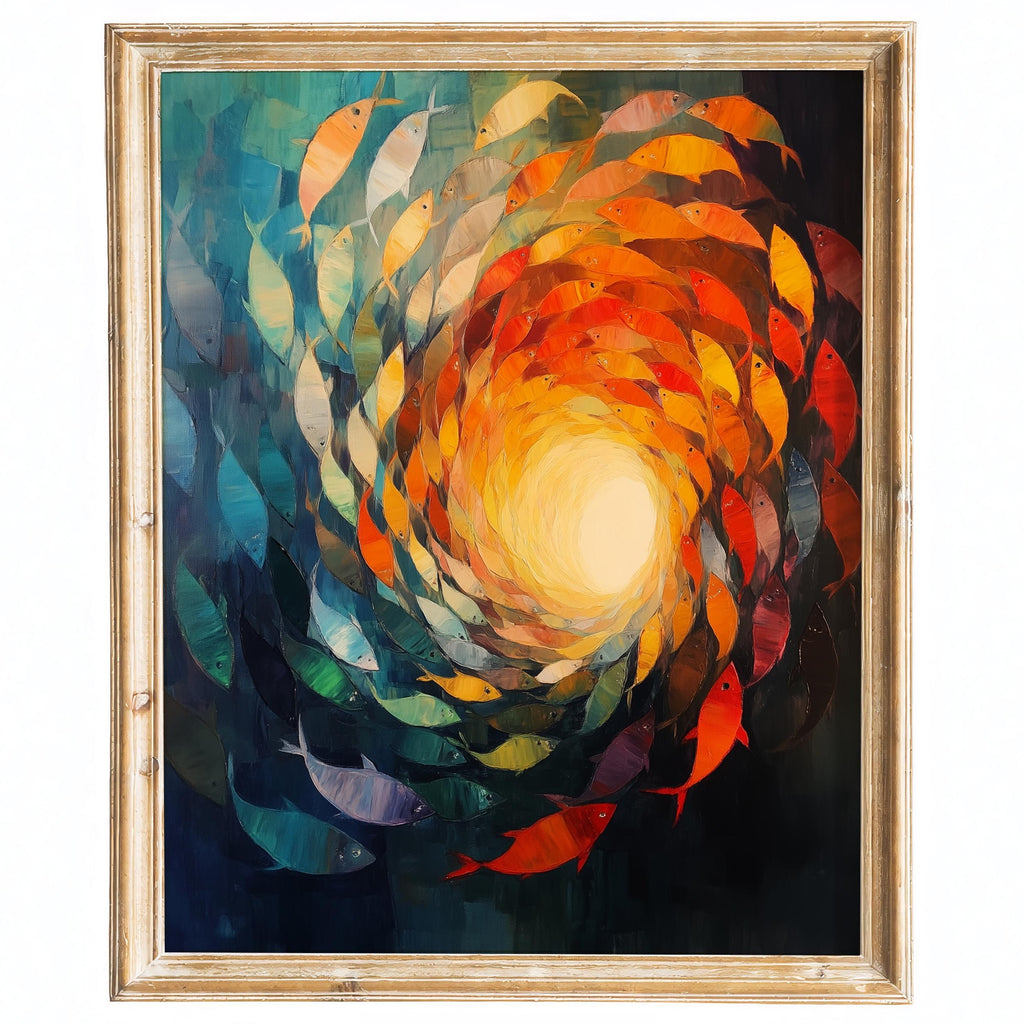 Fish Vortex animal art print framed