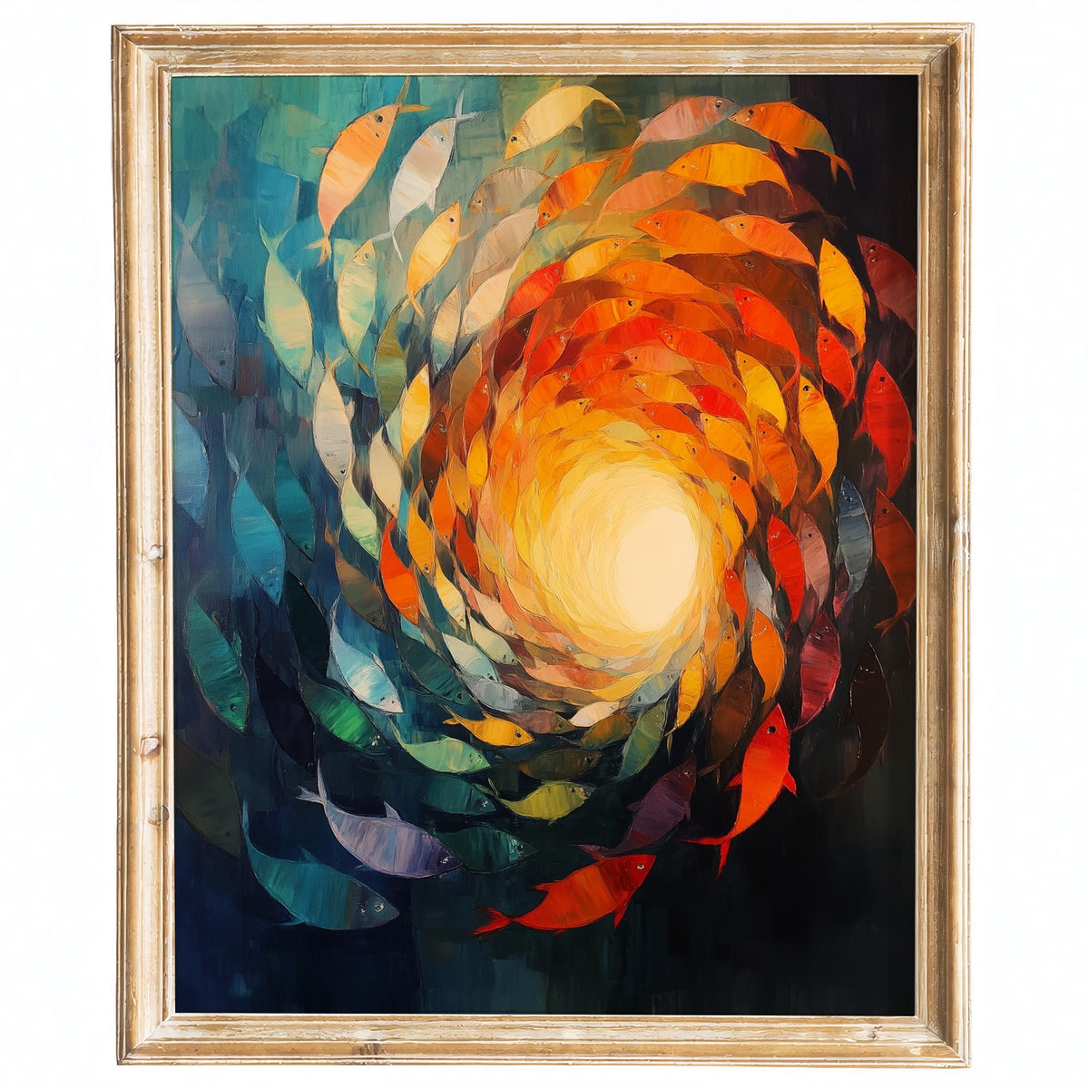 Fish Vortex animal art print framed