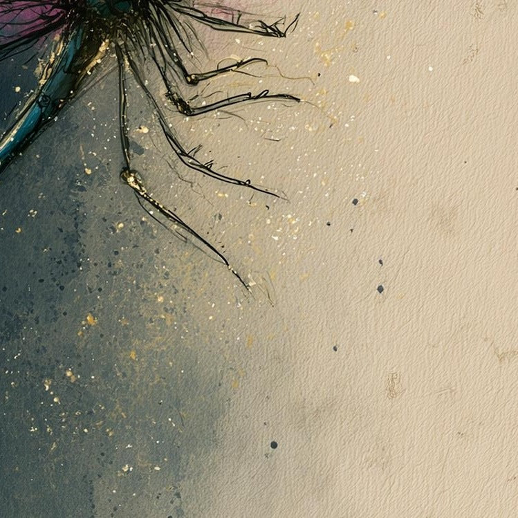 Moody Dragonfly animal art print close-up detail